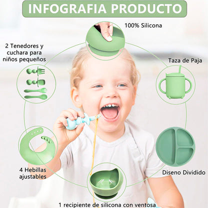 🍼 Set de Alimentación de Silicona para Bebés | 8 Piezas