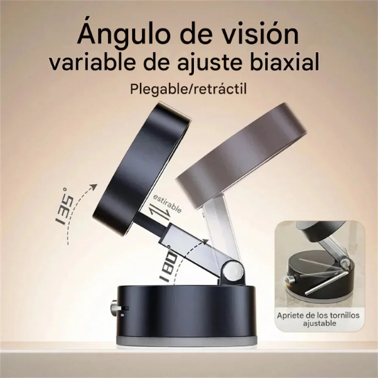 Soporte para Celular con Ventosa de Vacío + Cabeza Magnética N52 | Giro 360°, Plegable | Parabrisas, Espejo y Cocina