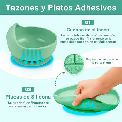 🍼 Set de Alimentación de Silicona para Bebés | 8 Piezas