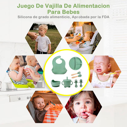 🍼 Set de Alimentación de Silicona para Bebés | 8 Piezas