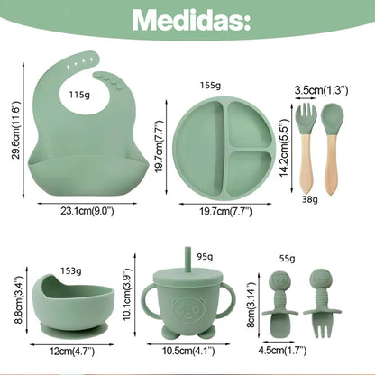 🍼 Set de Alimentación de Silicona para Bebés | 8 Piezas