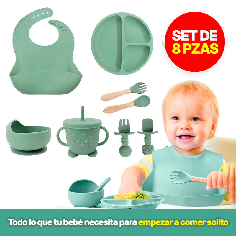🍼 Set de Alimentación de Silicona para Bebés | 8 Piezas