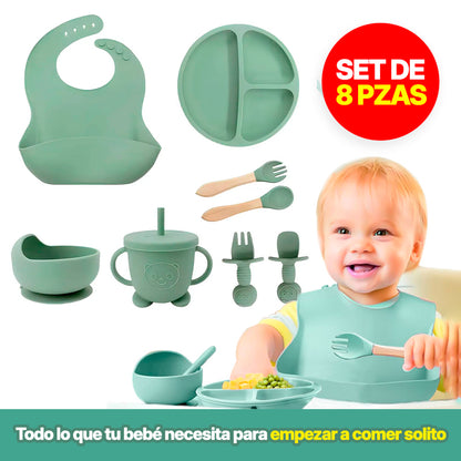 🍼 Set de Alimentación de Silicona para Bebés | 8 Piezas
